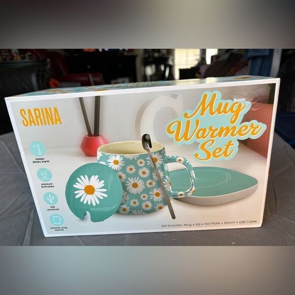 New! Sarina Mug Warmer Set NWT Mug Lid Hot Plate Spoon USB Cable - Picture 1 of 3